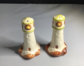 Salinières et poivrières de phare en céramique vintage
