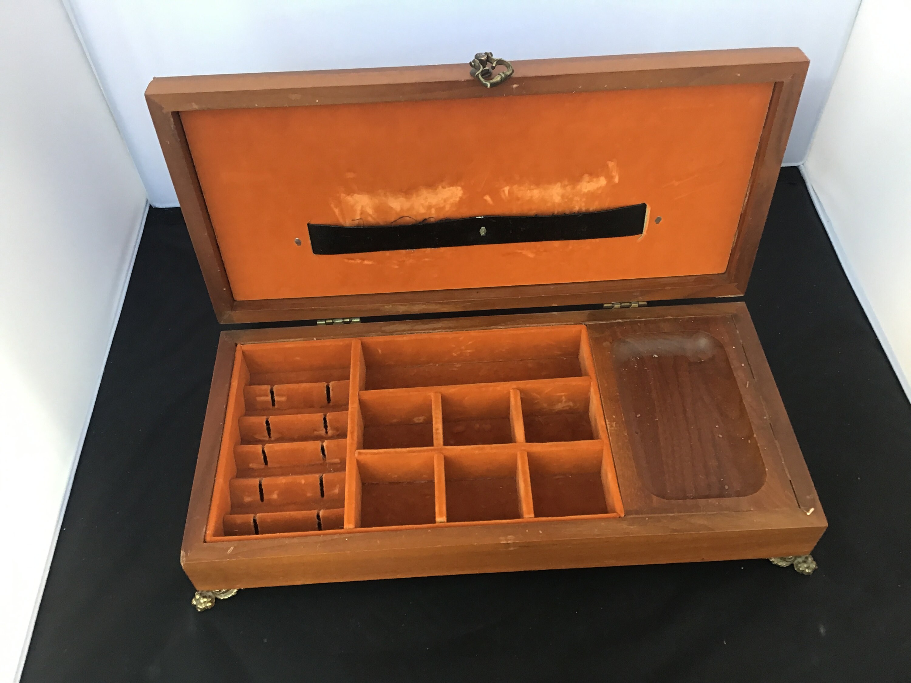Vintage Mens Wood Vanity/valet Jewelry Tray/box MidCentury 6X12