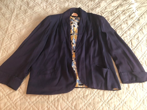 1940s Navy Blue Gabardine Jacket