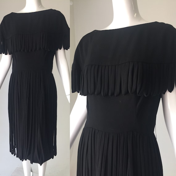 1960s Black Fringe Car Wash Dress