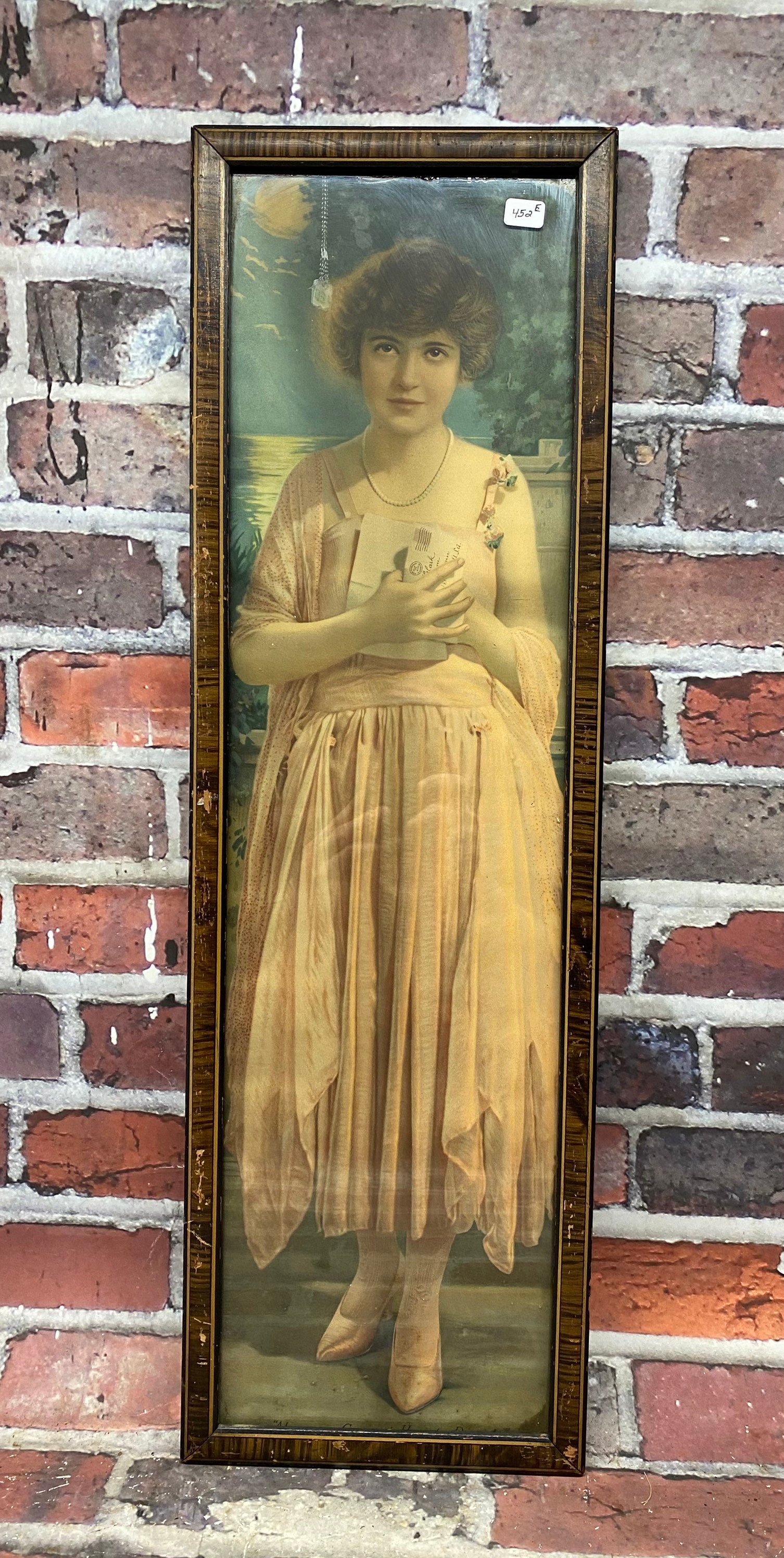 Antique Vintage Reclaimed Victorian Girl in Pink Dress Yard Long