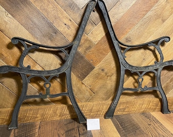 Antique vintage Victorian style ornate cast iron solid unique outdoor park bench leg set