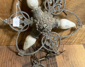Antique Floral Chandelier vintage Metal 3-Light ceiling Fixture