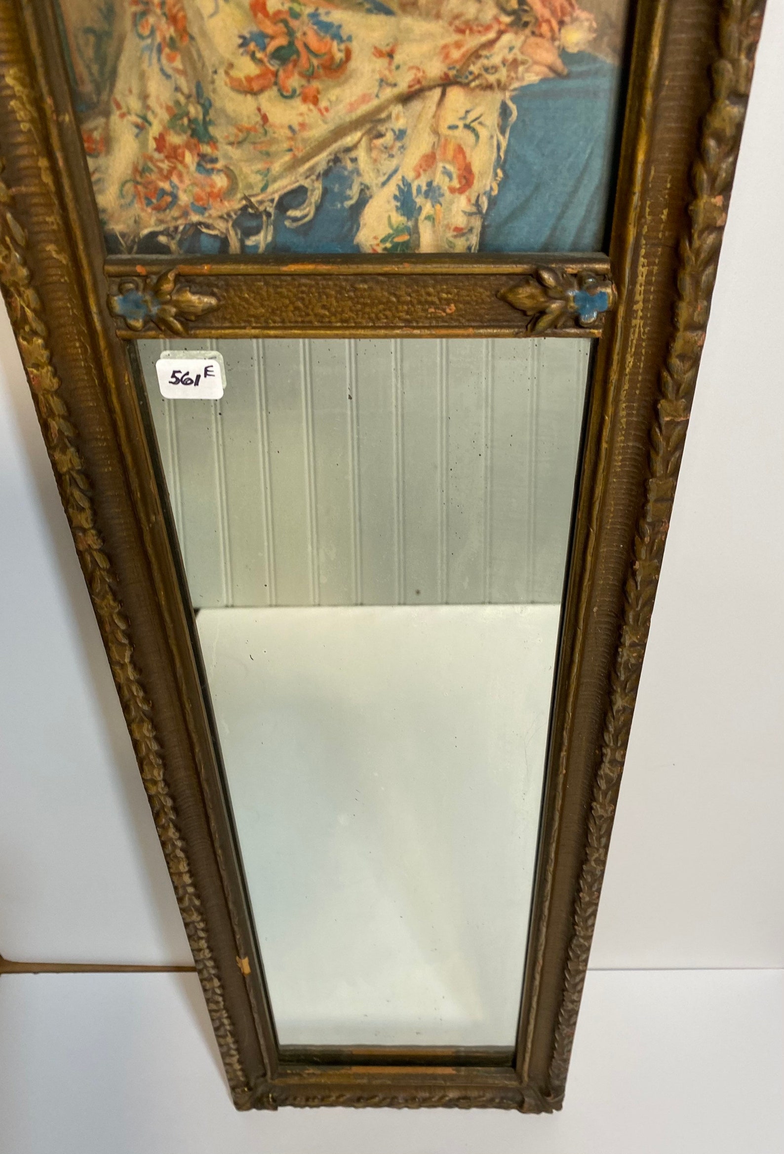Antique Vintage Victorian Yard Long Picture Frame Mirror Print Young