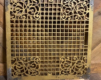 Antique Victorian style vintage cast metal ornate industrial large rare unique grate