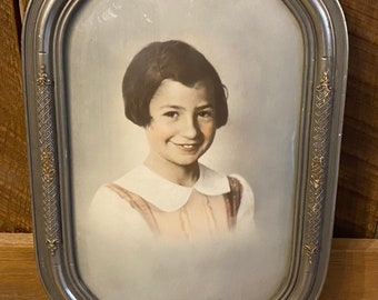 ヴィンテージ　ガラスの像　アメリカの骨董屋 Antique Vintage Victorian Style Ornate Gesso Convex Bubble Glass