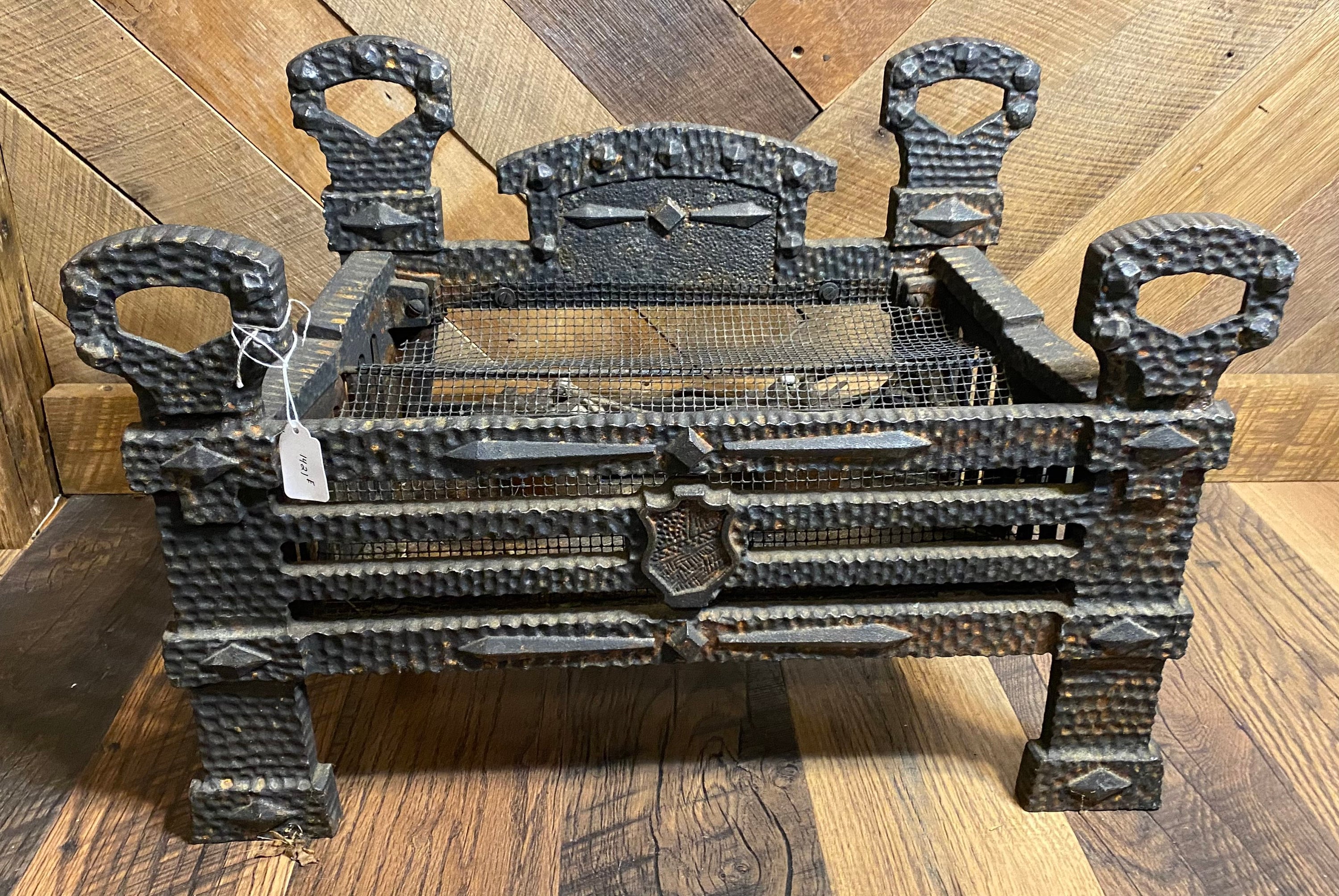 Cast Iron Log Holder Gothic Antique Vintage Hammered Victorian