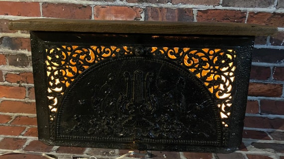 Antique Cast Iron Fireplace Insert Reclaimed Wood Hanging - Etsy
