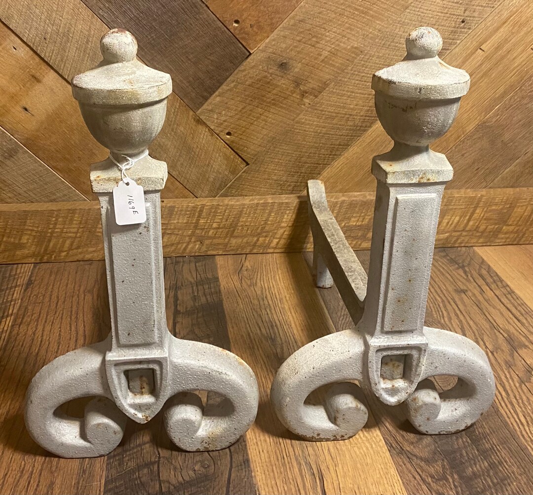 Antique Vintage Victorian Art Deco Cast Style Heavy Solid Fireplace Andiron Set of 2 Etsy