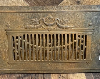 Antique vintage Victorian cast iron industrial ornate fireplace insert piece