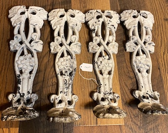 Vintage Cast Aluminum Garden Bench Legs, Ornate Set of 4
