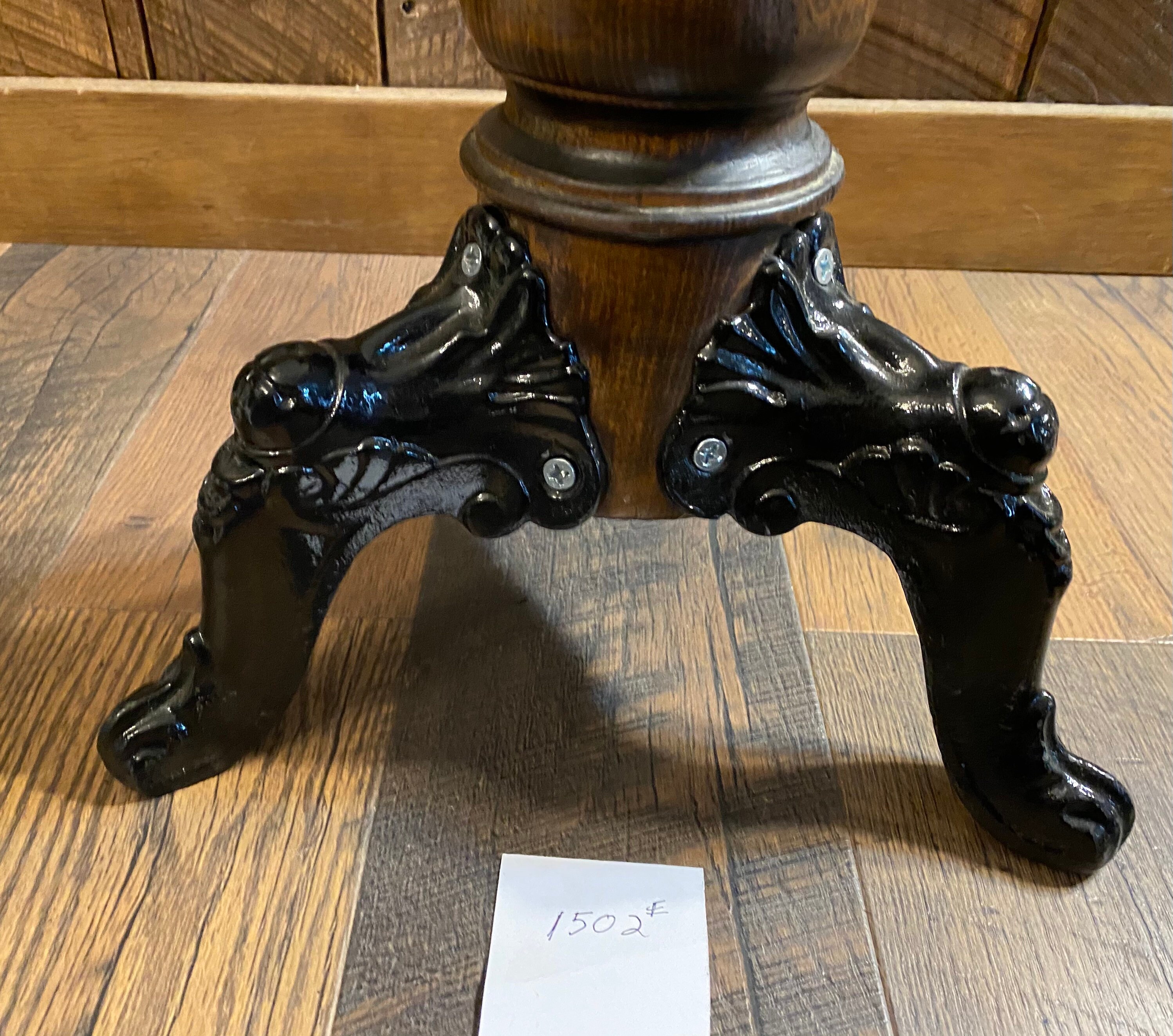 Antique Vintage Cast Iron Adjustable Wood Ornate Piano Organ Table