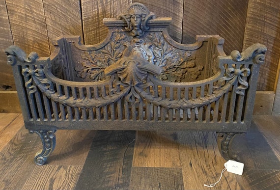 Cast Fireplace Log Holder Antique Vintage Victorian Style Ornate Cast Iron Rare Unique Woman Leaf Etsy
