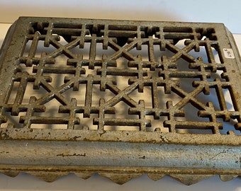 Antique vintage Victorian cast iron industrial ornate heater register top vent cover