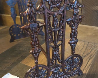 vintage piano organ stool bench frame ornate cast iron industrial metal unique small stand