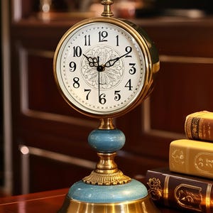 Luxury table clock vintage brass gold ceramic desk clock decorative mantel clock American style silent movement home office decor gift