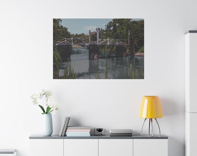 Rustic Swing Bridge Photograph On Stretched Canvas