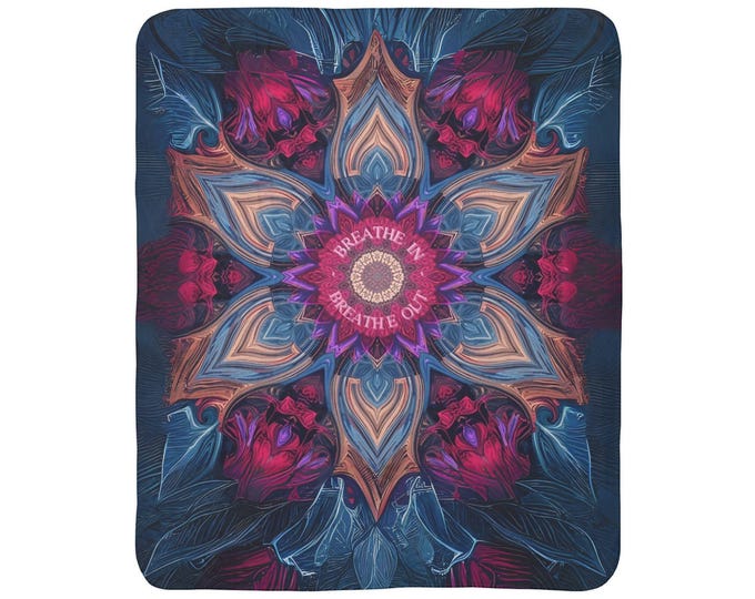 Breathe Mantra Mandala Fleece Sherpa Blanket