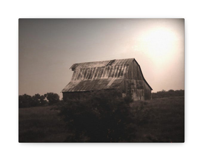 Rustic Barn Canvas, Farm Wall Art Print, Vintage Home Décor, Country Living Gift, Nostalgic Wall Hanging, Landscape Photography
