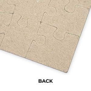 K&ouml;nnte beinhalten: Nahaufnahme mehrerer ineinandergreifender Puzzleteile. Die Teile sind hellbraun und haben eine raue, strukturierte Oberfl&auml;che. Das Wort "BACK" ist unten im Bild in Schwarz gedruckt.