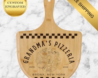 Family Name Personalized Pizzeria Board, Custom Engraved Bamboo Pizza Paddle, Housewarming, Anniversary Gifts, Pizza Lovers, Wedding Gift