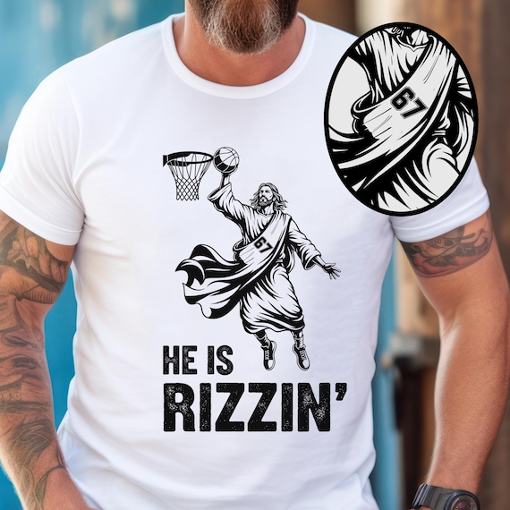 Six Seven Comfort Colors Tshirt: 6-7, He is Rizzin' 67 TShirt, 67 Jesus Shirt, 67 Rizz Shirt, 67 Basketball Jersey T-Shirt, Gen X Meme Shirt