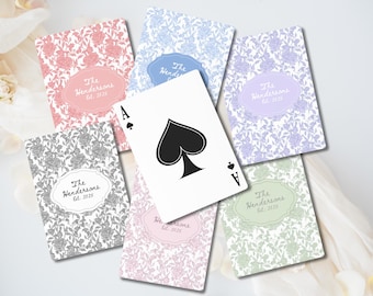 Personalized Family Name Playing Cards, Custom Last Name And Est Year Wedding Favor Decks, Wedding Gift For Couple, Anniversary Poker Cards