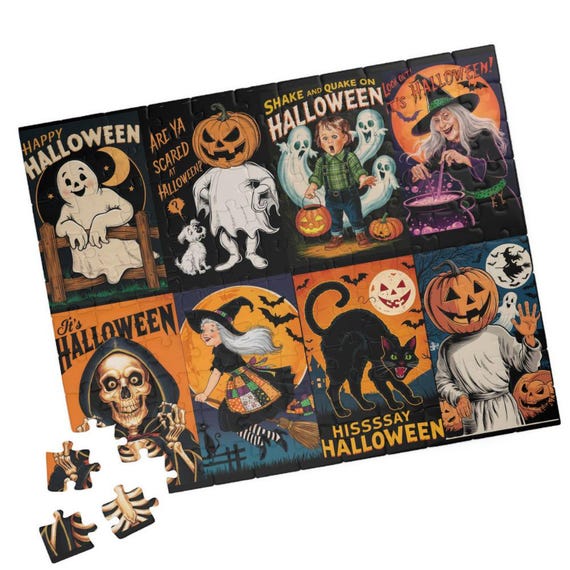 Halloween Puzzle, Spooky Family Activity, Fun Halloween Decor, Unique Gift for Puzzle Lovers, Halloween Home Decor, Treat or Treat