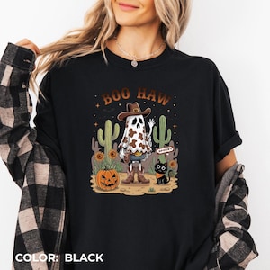 Comfort Colors® Boo Haw Shirt, Funny Ghost Cowboy Tee, Western Halloween Shirt, Spooky Fall Shirt, Country Girl Gift