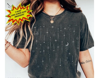 Starlight Comfort Colors Shirt, Celestial Tee Shirt, Mystical Moon Shirt, Astrology Shirt, Space Shirt, Aesthetic TShirt, Astrological Gift