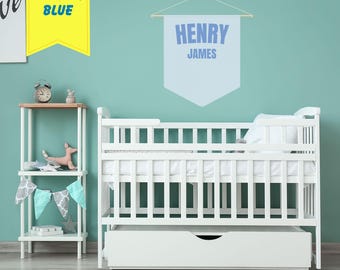 Personalized Baby Name, Boys and Girls Twill Banner, Nursery Name Sign, Custom Name Banner, Nursery Wall Decor, Kids Room Decor, Baby Gift