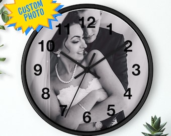 Custom Photo Clock, Personalized Photo Clock, Wedding Gift, Engagement Gift, Anniversary Gift, Gift for Grandparent, Custom Christmas Gift