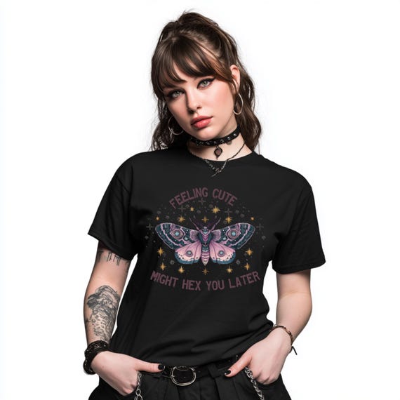 Moth Graphic Tee: Boho Gothic Celestial T-Shirt