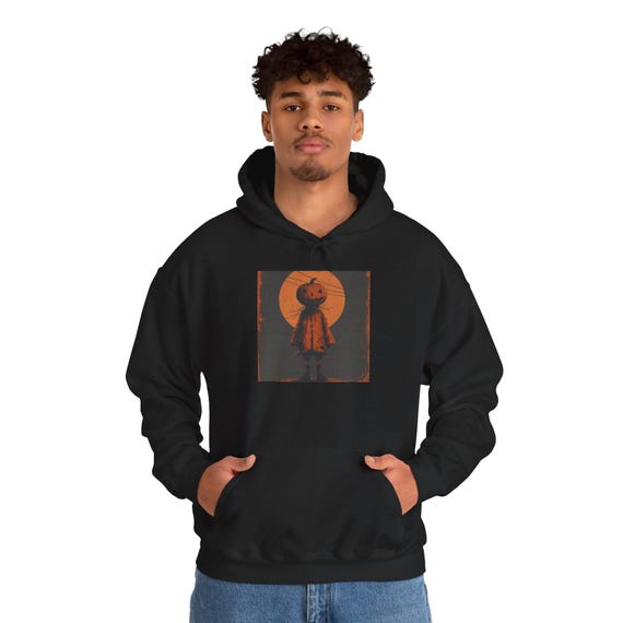 Pumpkin Moon Hoodie Vintage Distressed Halloween Graphic