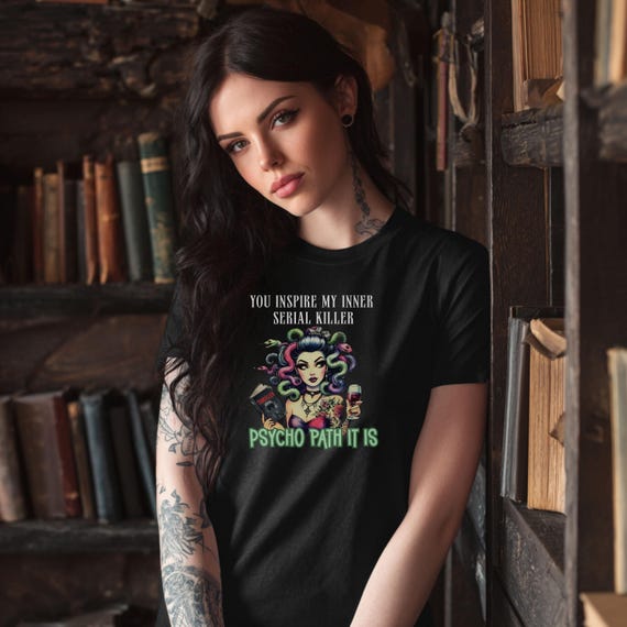 Psycho Path Unisex Heavy Cotton Tee | Quirky Graphic Shirt, Halloween Costume, Funny Gift, Creative Apparel, Unique Style