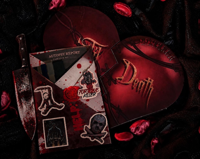 Horror Blind Date with a Book + Eyeshadow Palette Bundle | Slasher Romance Mystery Book Gift | Dark Romance | Halloween Gift for Her