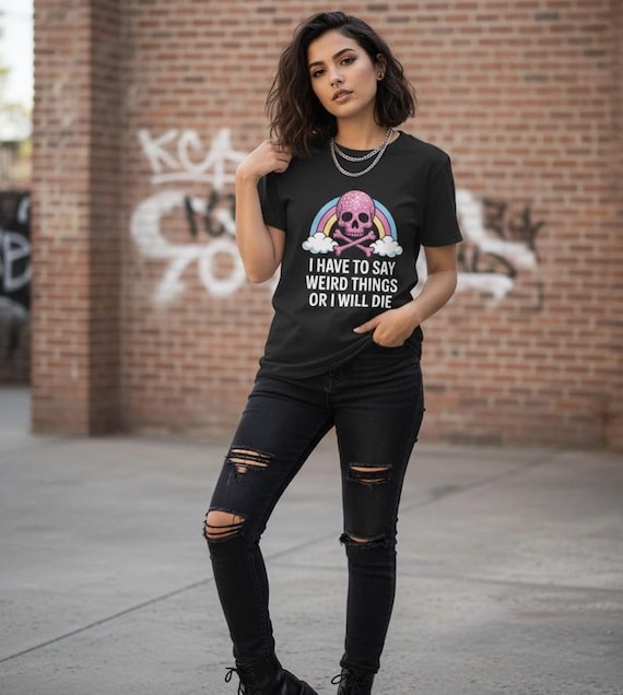Weird Things Sparkle Skull T-Shirt, Funny Tee, Unisex Shirt, Quote Shirt, Alternative Apparel