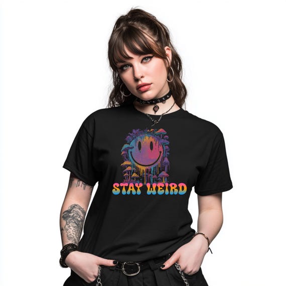 Stay Weird Mushroom Smiley Face Shirt