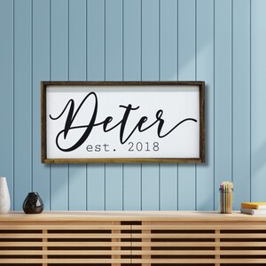 Wedding Guestbook | Last Name Established Sign | 5 Year Anniversary Gift | Custom Wood Framed Sign | Wall Art | Personalized Decor
