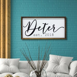 Personalized Last Name Established Sign | Custom Family Name Sign | Wedding Gift | Housewarming Gift | Farmhouse Wall Art