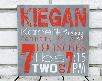 Personalized Baby Stats Sign | Newborn Keepsake Nursery Decor