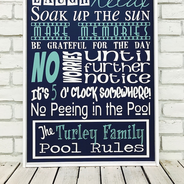 Pool Signs Personalized - Etsy