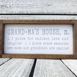 Grandma Gift Wall Decor Wood sign Grandmother Gift Walnut Framed Sign Grandma House Rules