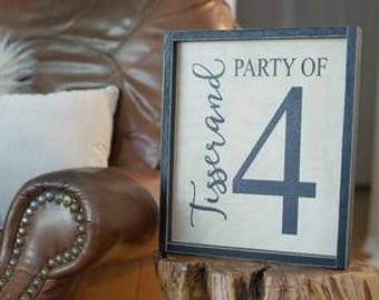 Family of 4 sign, Family Number sign, Family of four, Number Sign, Established Sign, Family Name Sign, Party of 4