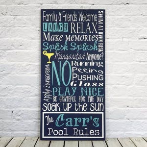 pool rules wood sign, personalized sign, custom pool sign, pool rules sign, swimming pool sign, outdoor sign, wood sign, pool decor, patio