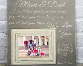 50th Anniversary Gifts Picture Frame, 50 Year Anniversary Gift, Personalized Gifts for Parents, Parent Gift, Parents Anniversary Gift Frame