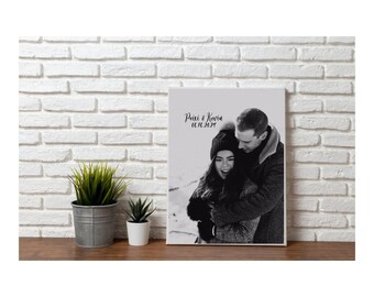 Personalized Wedding Photo Print | Custom Names, Date Canvas or Metal