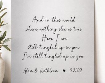 Personalized Song Lyric Wall Art, Anniversary Gift, Custom Sign
