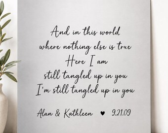 Personalized Song Lyric Wall Art, Anniversary Gift