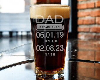 Personalized Dad Pint Glass, Engraved Birthday Gift